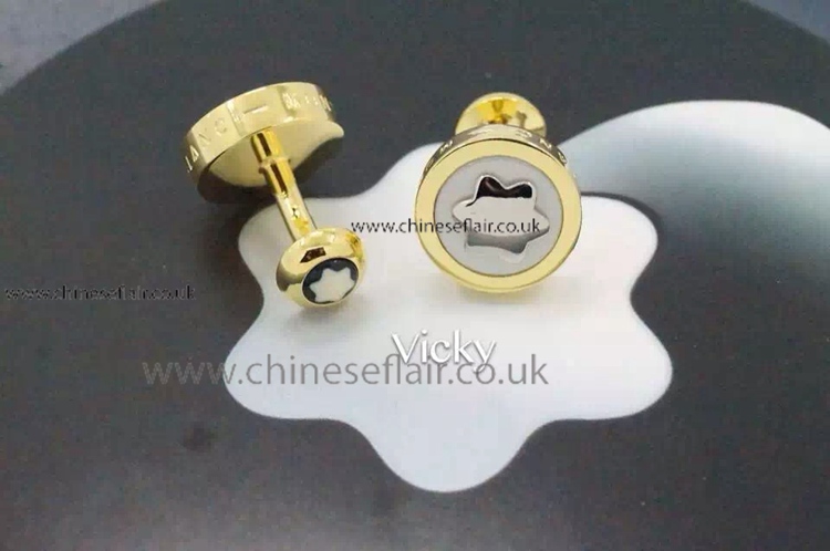 Mont Blanc Cufflinks Replica: Yellow Gold and White Face
